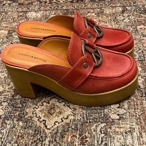 Lucky Brand Women's Aleah Wooden Platform Clogs, red Sz 8